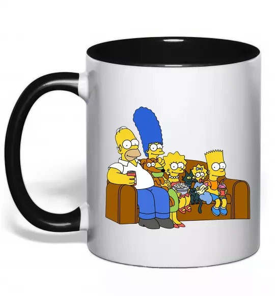 Чашка с цветной ручкой Simpsons family Черный фото