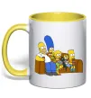 Чашка з кольоровою ручкою Simpsons family Лимонний фото