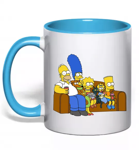 Чашка с цветной ручкой Simpsons family Голубой фото