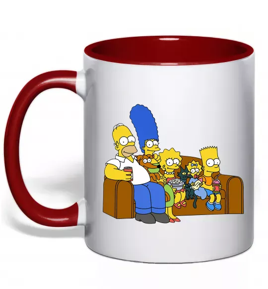Чашка с цветной ручкой Simpsons family Красный фото