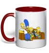 Чашка с цветной ручкой Simpsons family Красный фото