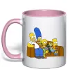 Чашка с цветной ручкой Simpsons family Нежно розовый фото