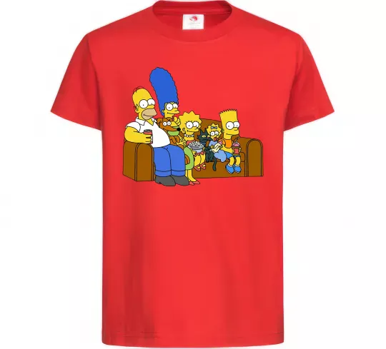 Детская футболка Simpsons family Красный фото