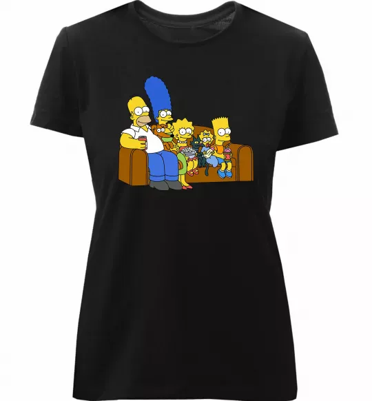 Женская премиум футболка Simpsons family Черный фото