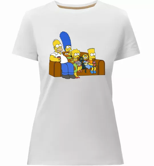 Женская премиум футболка Simpsons family Белый фото