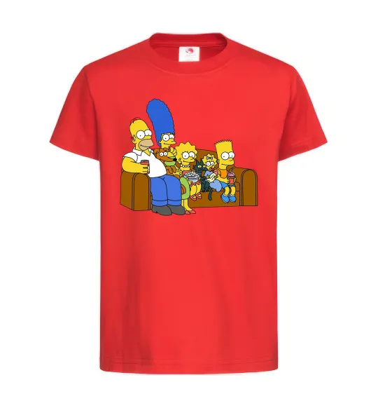 Детская футболка Simpsons family Красный фото