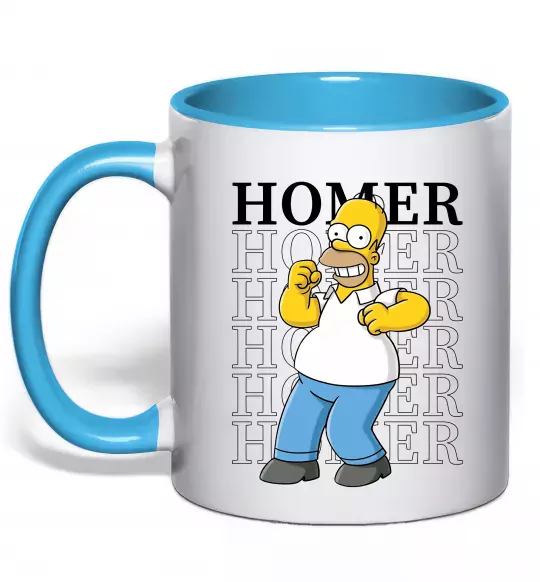 Чашка з кольоровою ручкою The Simpsons Homer Блакитний фото