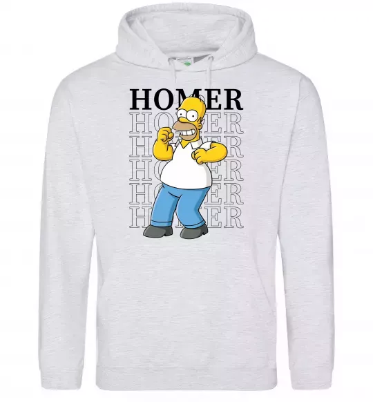 Мужская толстовка (худи) The Simpsons Homer Серый меланж фото