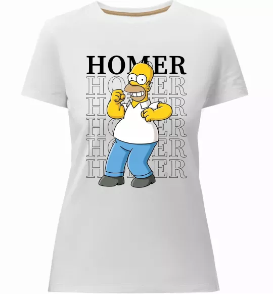 Женская премиум футболка The Simpsons Homer Белый фото
