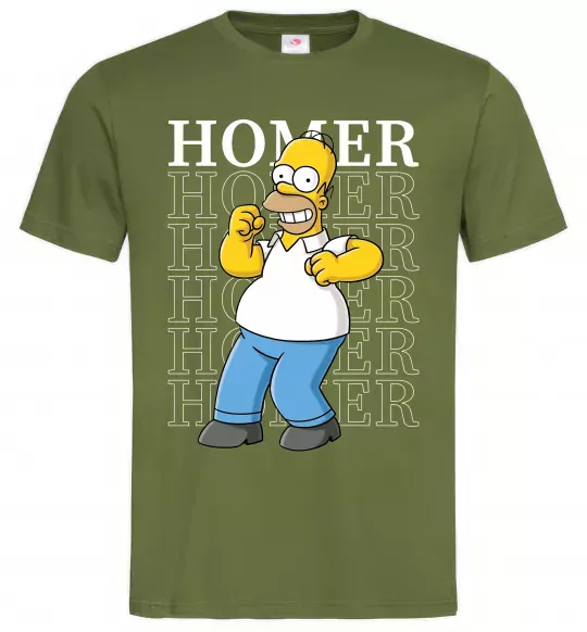 Чоловіча футболка The Simpsons Homer Оливковий фото