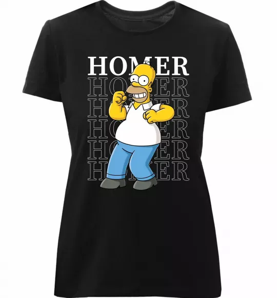 Женская премиум футболка The Simpsons Homer Черный фото