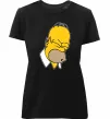 Женская премиум футболка Гомер Сімпсон Doh Черный фото