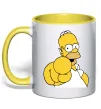 Чашка с цветной ручкой Гомер Сімпсон показує пальцем Лимонный фото