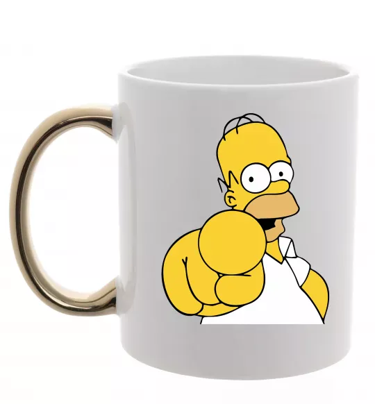 Чашка с цветной ручкой Гомер Сімпсон показує пальцем Золото фото