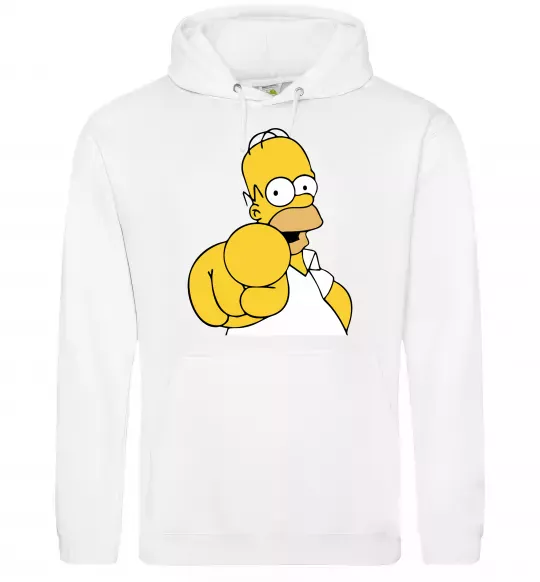 Мужская толстовка (худи) Гомер Сімпсон показує пальцем Белый фото