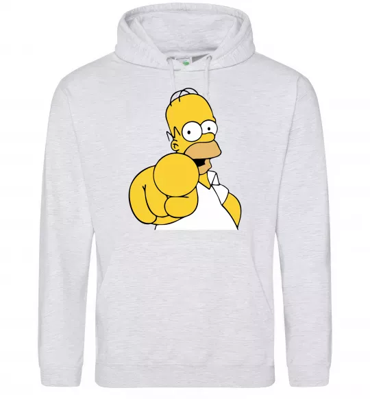 Мужская толстовка (худи) Гомер Сімпсон показує пальцем Серый меланж фото