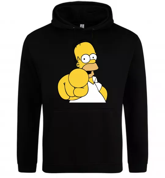 Жіноча толстовка (худі) Гомер Сімпсон показує пальцем Чорний фото