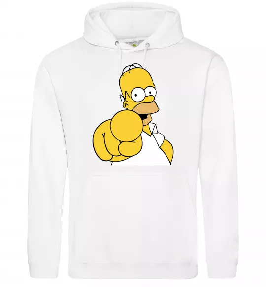 Жіноча толстовка (худі) Гомер Сімпсон показує пальцем Білий фото