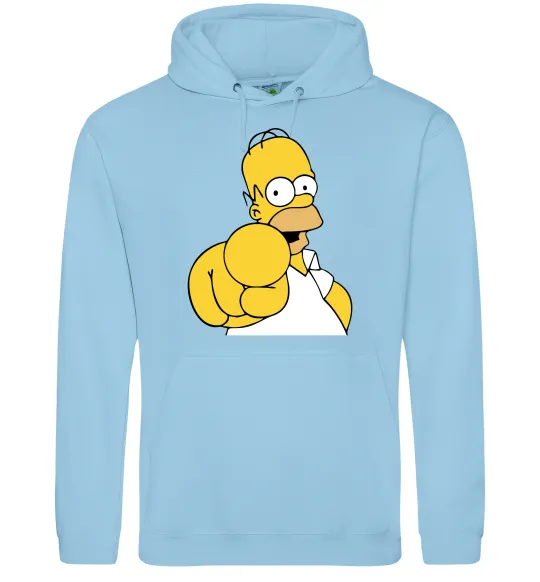 Женская толстовка (худи) Гомер Сімпсон показує пальцем Голубой фото
