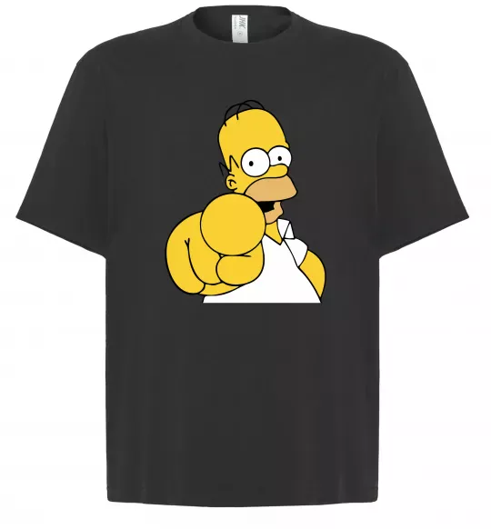 Футболка Оверсайз Гомер Сімпсон показує пальцем Черный фото