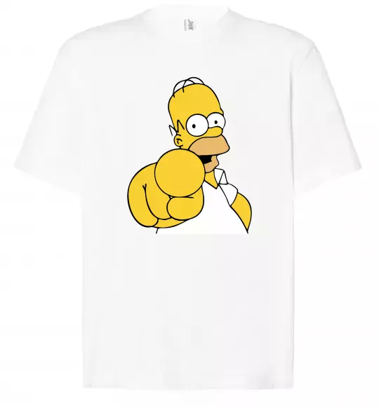 Футболка Оверсайз Гомер Сімпсон показує пальцем Белый фото