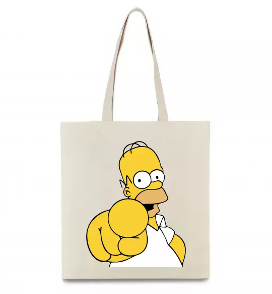 Эко-сумка Гомер Сімпсон показує пальцем Бежевый фото