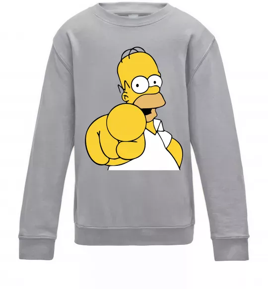 Дитячий світшот Гомер Сімпсон показує пальцем Сірий меланж фото