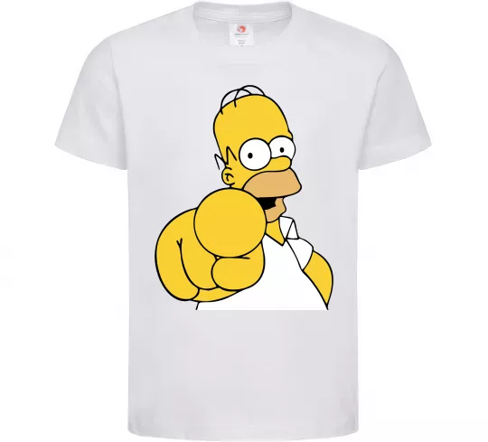 Детская футболка Гомер Сімпсон показує пальцем Белый фото