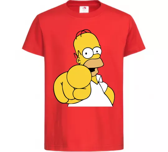 Детская футболка Гомер Сімпсон показує пальцем Красный фото