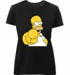 Женская премиум футболка Гомер Сімпсон показує пальцем Черный фото