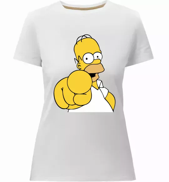 Женская премиум футболка Гомер Сімпсон показує пальцем Белый фото