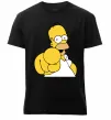 Мужская премиум футболка Гомер Сімпсон показує пальцем Черный фото