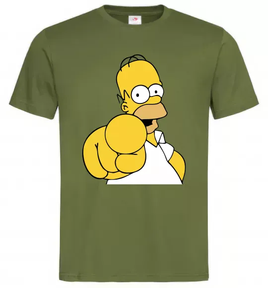 Чоловіча футболка Гомер Сімпсон показує пальцем Оливковий фото