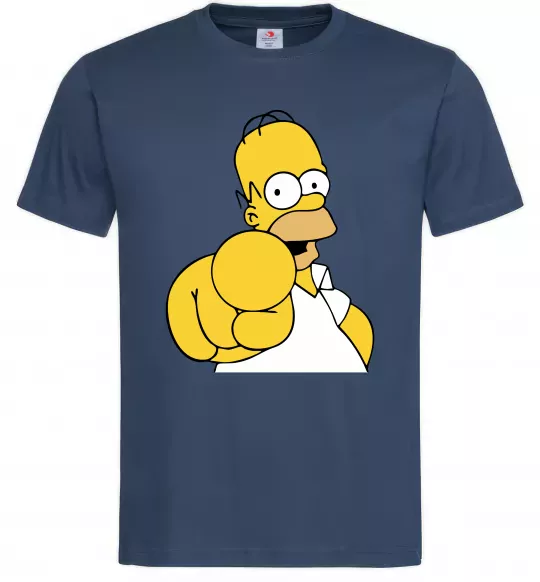 Чоловіча футболка Гомер Сімпсон показує пальцем Темно-синій фото
