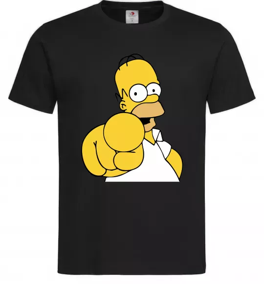 Чоловіча футболка Гомер Сімпсон показує пальцем Чорний фото