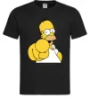 Чоловіча футболка Гомер Сімпсон показує пальцем Чорний фото