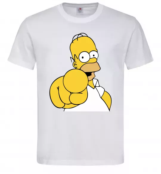 Чоловіча футболка Гомер Сімпсон показує пальцем Білий фото