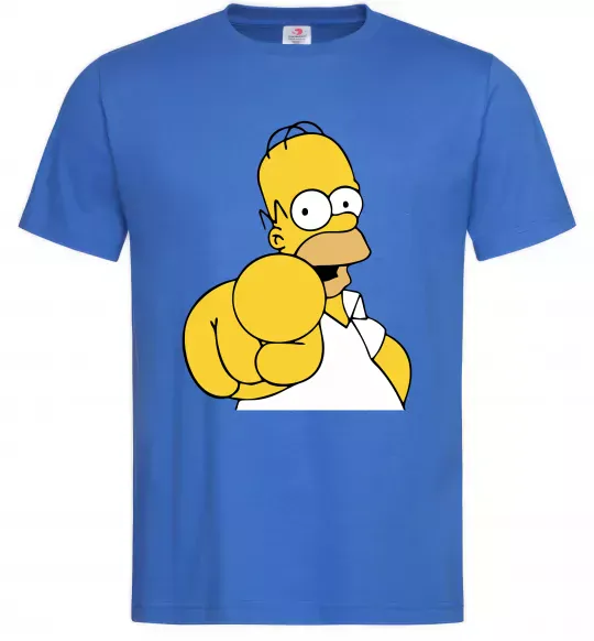 Чоловіча футболка Гомер Сімпсон показує пальцем Яскраво-синій фото