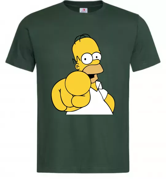 Чоловіча футболка Гомер Сімпсон показує пальцем Темно-зелений фото