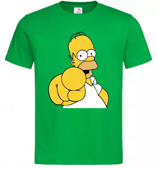 Чоловіча футболка Гомер Сімпсон показує пальцем Зелений фото
