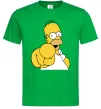 Чоловіча футболка Гомер Сімпсон показує пальцем Зелений фото