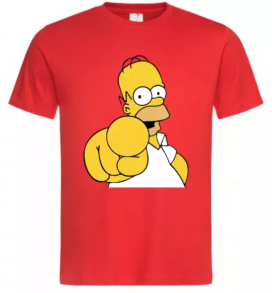 Чоловіча футболка Гомер Сімпсон показує пальцем Червоний фото
