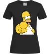 Женская футболка Гомер Сімпсон показує пальцем Черный фото
