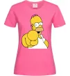 Женская футболка Гомер Сімпсон показує пальцем Ярко-розовый фото