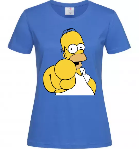 Женская футболка Гомер Сімпсон показує пальцем Ярко-синий фото
