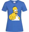 Женская футболка Гомер Сімпсон показує пальцем Ярко-синий фото