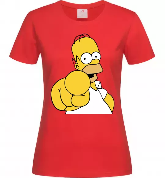 Женская футболка Гомер Сімпсон показує пальцем Красный фото