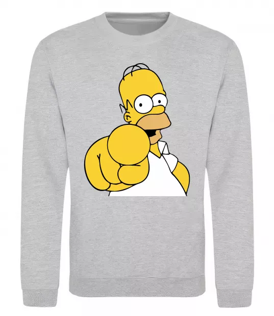 Свитшот Гомер Сімпсон показує пальцем Серый меланж фото