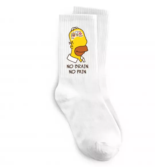 Шкарпетки No brain, no pain Simpsons Білий фото