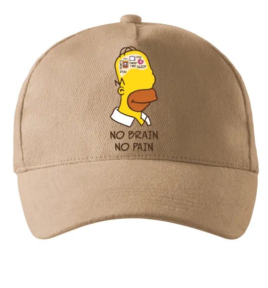 Кепка No brain, no pain Simpsons Песочный фото